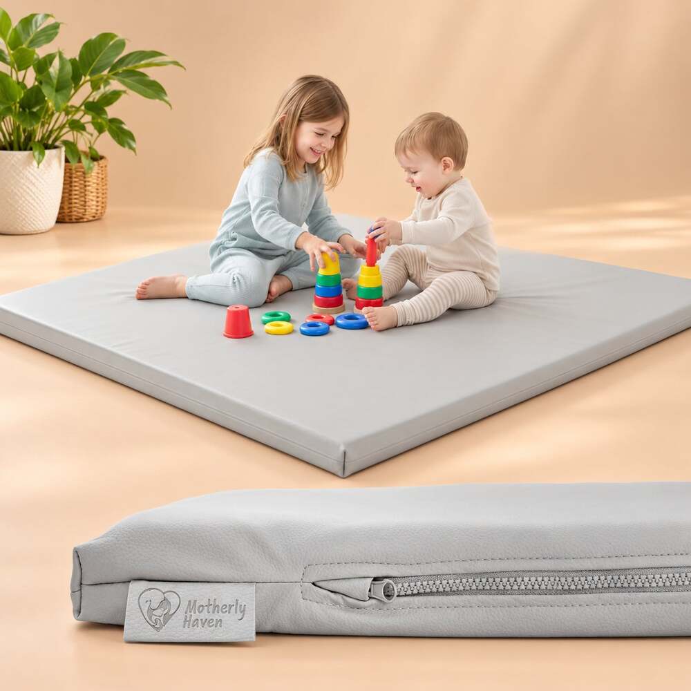 NWT Motherly Haven Baby Play Mat Cover Only 50 x 50 Inch Grey